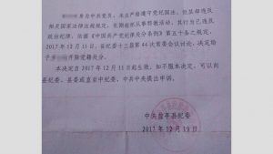 얀팅현 징계위원회에서는 리씨의 당원 자격 박탈을 결정했다.