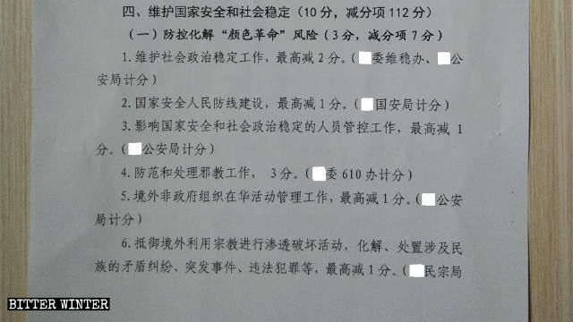 장시성 관내 지역 당국이 발행한 내부 문건