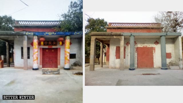 광엄사(廣嚴寺) 사찰의 문과 창문들이 폐쇄되기 전후의 모습