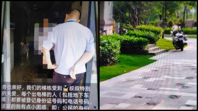 건물 출입자 전원의 신원 정보를 등록하기 위해 경찰들이 1층에 검문소들을 설치했다