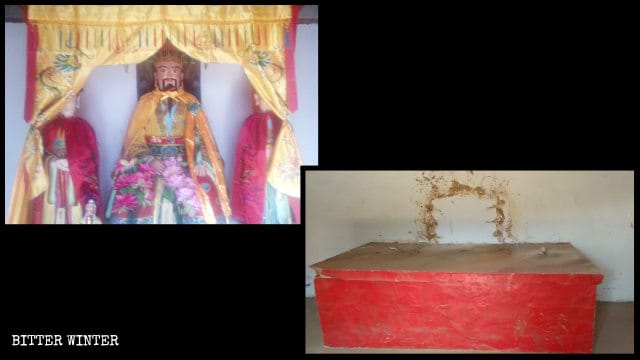 옥내의 불상이 철거되기 전후 석욕사(石峪寺)의 모습