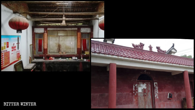 불상들이 철거되고 입구가 봉해진 주자묘(祝家廟)의 모습