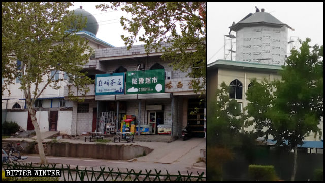 타시 여성 모스크(塔西女寺) 꼭대기에 있는 돔 모양 구조물이 ‘중국화’되었다