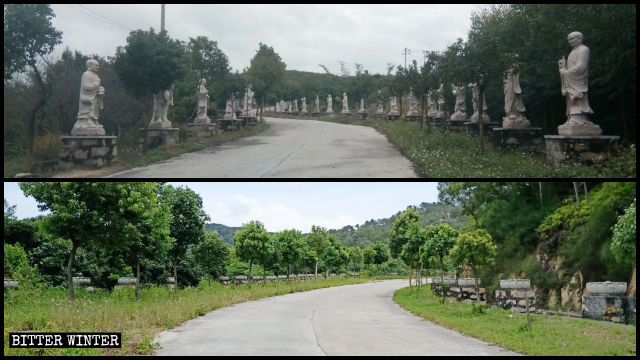 순례대로(朝聖大道)를 따라 위치한 링주사(靈鷲寺)의 아라한상이 5월에 철거되었다
