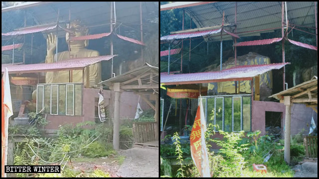 철거된 다더(大德)진에 위치한 용천사(龍泉寺)의 8미터짜리 불상