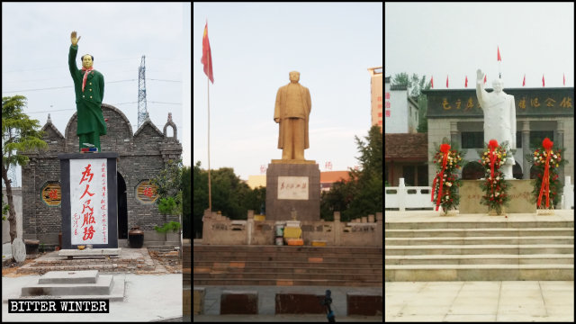 중국 전역에 걸쳐 우뚝 서 있는 야외 마오쩌둥상