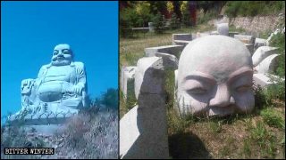 철거 전후 백기(白旗)진의 불상