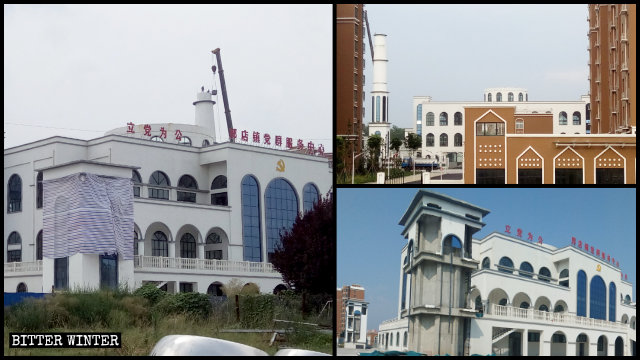 궈뎬진 모스크의 첨탑들이 철거된 모습