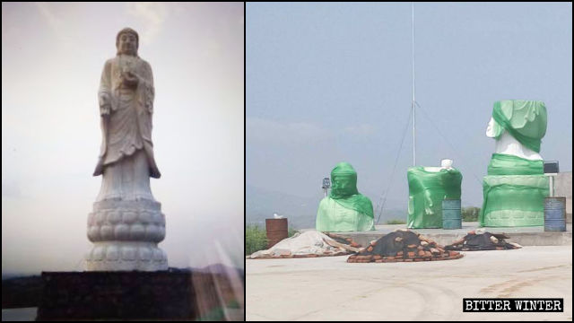 8월, 복천사(福泉寺) 불상의 철거 전후 모습