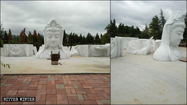 7조각으로 나누어진 화엄사(华严寺)의 관음상