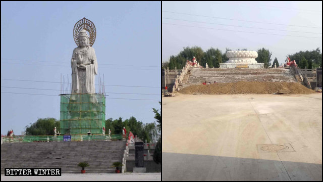 철거 전후 정업사(淨業寺) 관음상의 모습