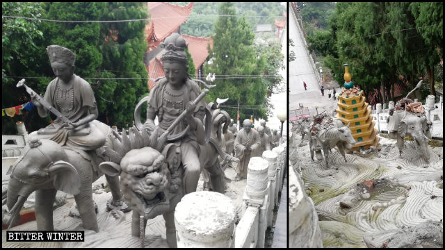 설치되자마자 철거된 뤄한사 밖의 아라한상